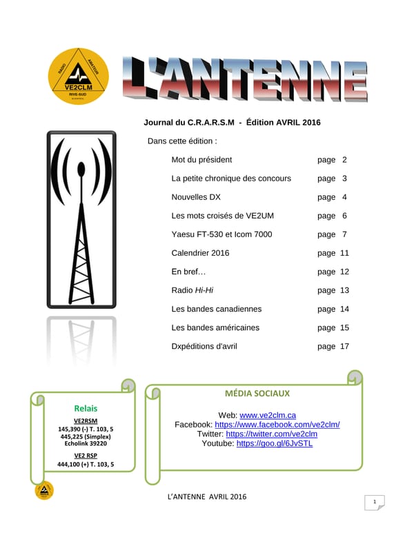 L'Antenne - avril 2016