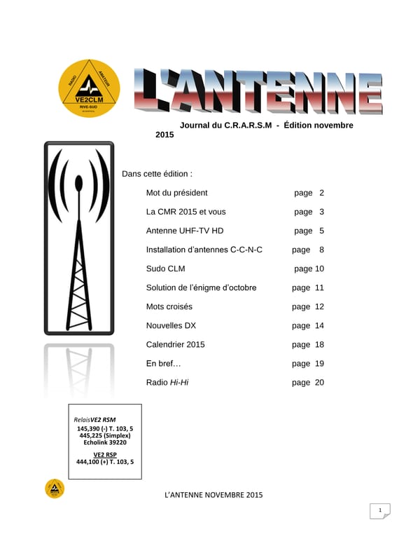 L'Antenne - novembre 2015