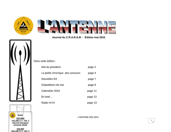 L'Antenne - mai 2015