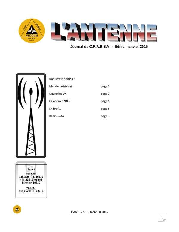 L'Antenne - janvier 2015