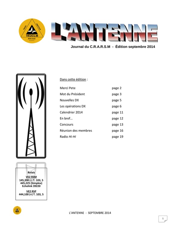L'Antenne - septembre 2014
