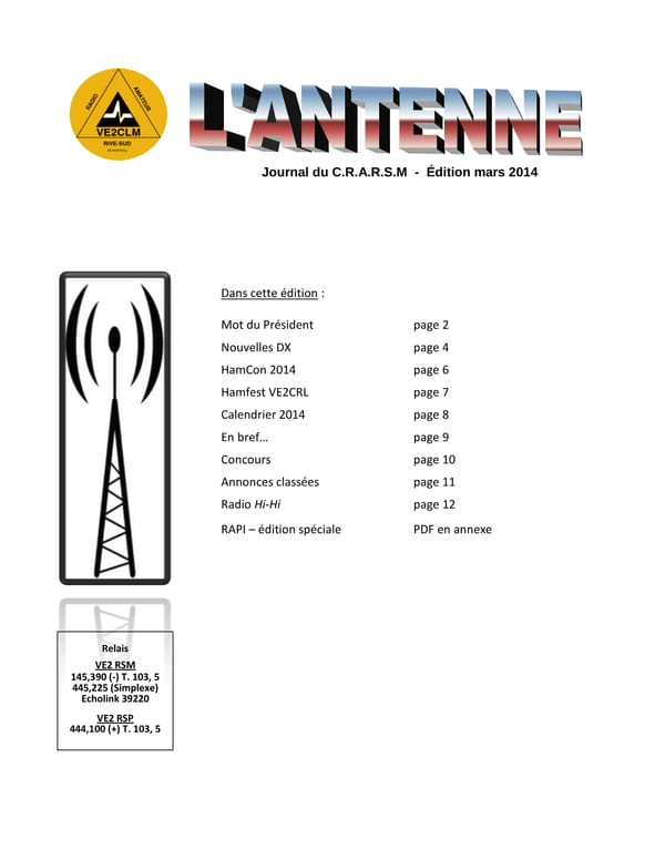 L'Antenne - mars 2014