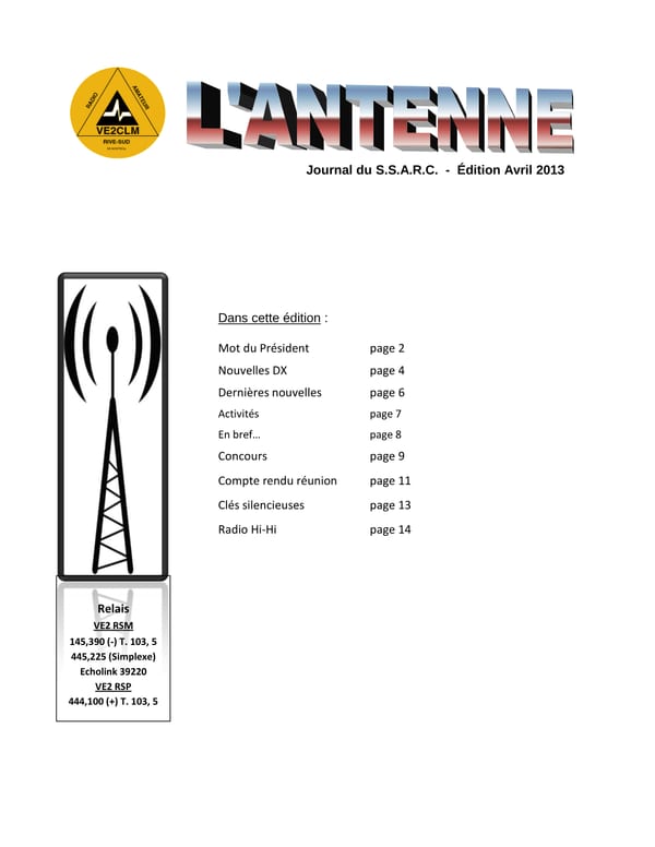 L'Antenne - avril 2013